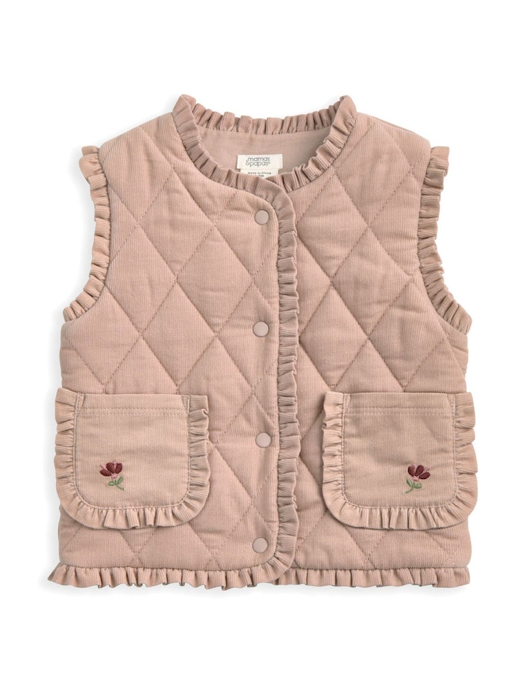 Mamas & Papas Pink Cord Quilted Gilet - Image 3 of 3