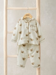 Mamas & Papas Bear Woven Brown Pyjamas - Slika 1 iz 4