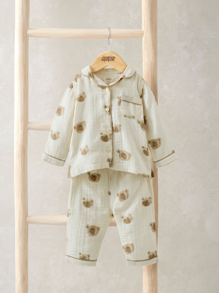 Mamas & Papas Bear Woven Brown Pyjamas - Image 1 of 4 Mamas & Papas Bear Woven Brown Pyjamas - Image 1 of 4