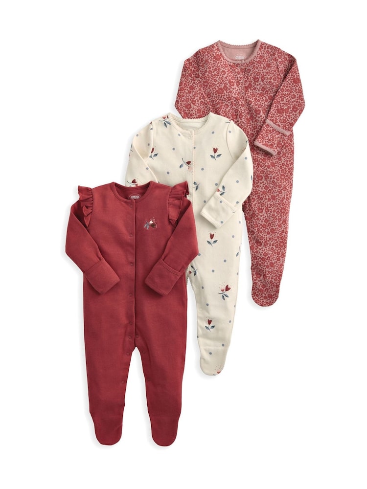 Mamas & Papas Floral Nostalgic Sleepsuits 3 Pack - Image 2 of 3 Mamas & Papas Floral Nostalgic Sleepsuits 3 Pack - Image 2 of 3