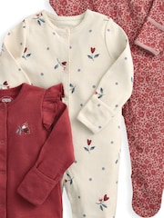 Mamas & Papas Floral Nostalgic Sleepsuits 3 Pack - Image 3 of 3