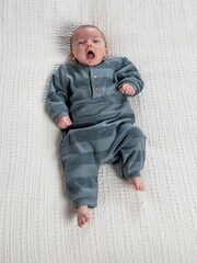 Mamas & Papas Blue Jacquard Stripe Romper - Image 1 of 7