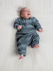 Mamas & Papas Blue Jacquard Stripe Romper - Image 2 of 7