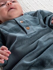 Mamas & Papas Blue Jacquard Stripe Romper - Image 3 of 7