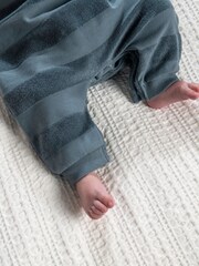 Mamas & Papas Blue Jacquard Stripe Romper - Image 4 of 7