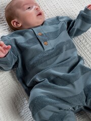 Mamas & Papas Blue Jacquard Stripe Romper - Image 5 of 7