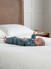 Mamas & Papas Blue Jacquard Stripe Romper - Image 6 of 7
