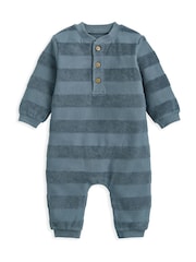 Mamas & Papas Blue Jacquard Stripe Romper - Image 7 of 7