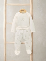 Mamas & Papas Cream Teddy Bear Print Bodysuit and Bottoms Set - Image 1 of 3