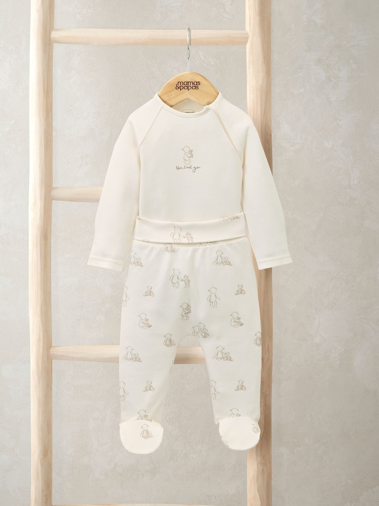 Mamas & Papas Cream Teddy Bear Print Bodysuit and Bottoms Set - Image 1 of 3