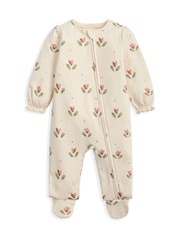 Mamas & Papas Cream Tulip Spot Print Zip Sleepsuit - Image 1 of 2