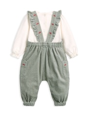 Mamas & Papas Green Embroidered Cord Dungarees and Bodysuit Set - Slika 2 iz 4