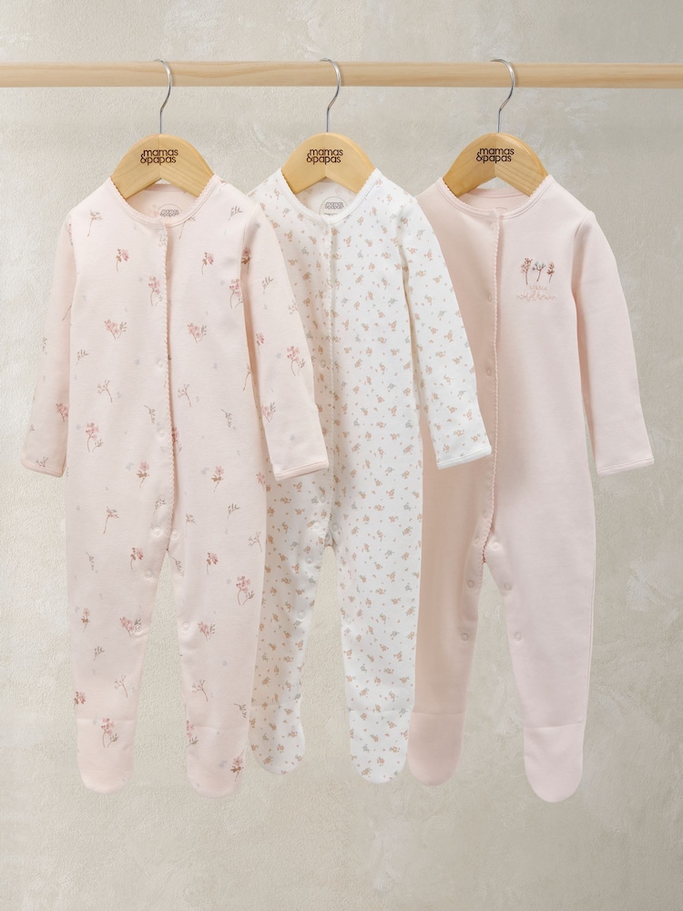 Mamas & Papas Ditsy Floral Sleepsuits 3 Pack - Image 1 of 3 Mamas & Papas Ditsy Floral Sleepsuits 3 Pack - Image 1 of 3