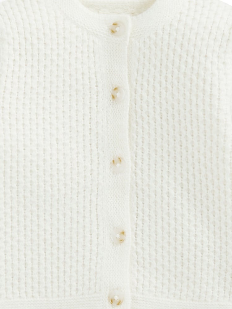 Mamas & Papas Knitted White Cardigan - Image 2 of 3 Mamas & Papas Knitted White Cardigan - Image 2 of 3