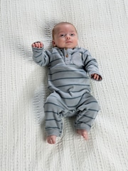 Mamas & Papas Blue Striped Rib Romper - Image 2 of 8