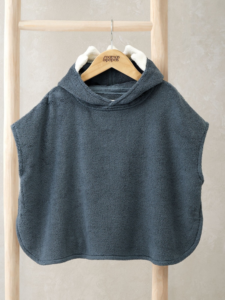 Mamas & Papas Blue Character 3D Fin Towelling Poncho - Image 1 of 3 Mamas & Papas Blue Character 3D Fin Towelling Poncho - Image 1 of 3
