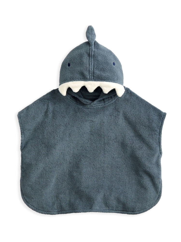 Mamas & Papas Blue Character 3D Fin Towelling Poncho - Image 3 of 3 Mamas & Papas Blue Character 3D Fin Towelling Poncho - Image 3 of 3