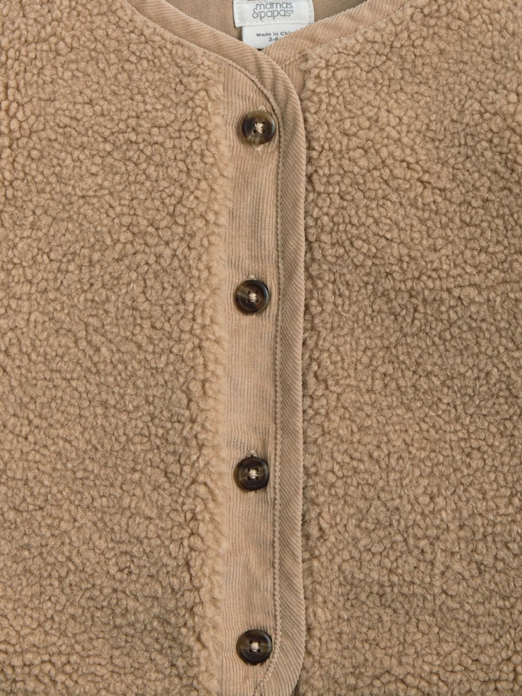 Mamas & Papas Borg Brown Jacket with Rib Cuffs - Image 1 of 3 Mamas & Papas Borg Brown Jacket with Rib Cuffs - Image 1 of 3