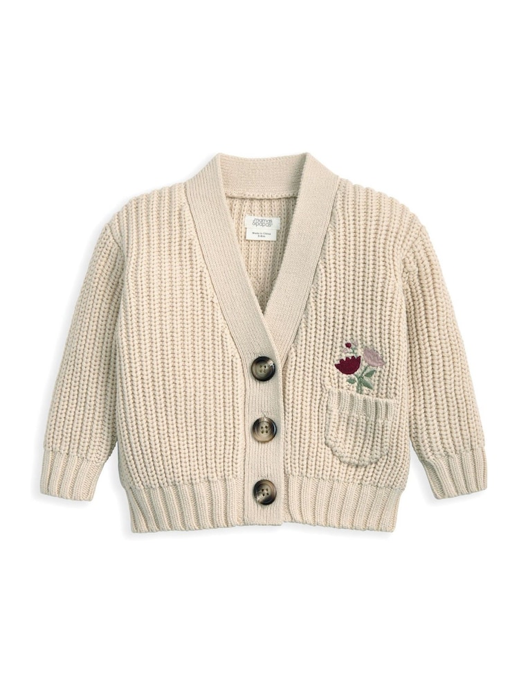Mamas & Papas Cream Embroidered Knitted Cardigan - Image 1 of 2 Mamas & Papas Cream Embroidered Knitted Cardigan - Image 1 of 2
