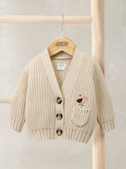 Mamas & Papas Cream Embroidered Knitted Cardigan - Image 4 of 6