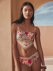 Rust Red Abstract Bordered V High Leg Bikini Bottoms - Image 2 of 8