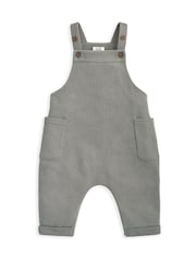 Mamas & Papas Green Waffle Dungarees and Moose Print Bodysuit Set - Image 2 of 3