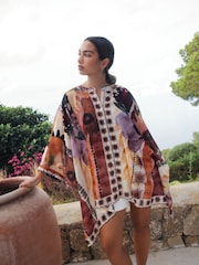 Marrakesh Scenic Printed Overhead Cover-Up Kaftan Shirt - Image 1 of 8