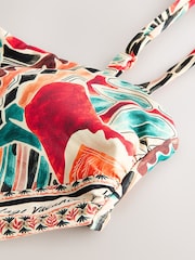 Rust Red Abstract Bordered Hanky Hem Bandeau Bikini Top - Image 7 of 9