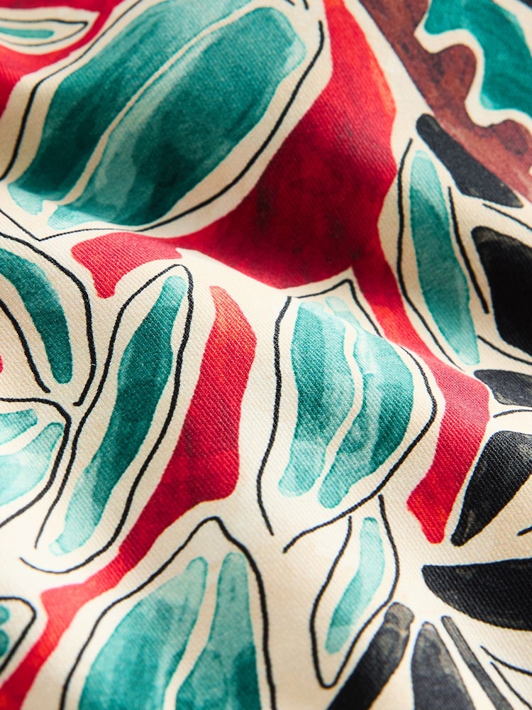 Rust Red Abstract Bordered Hanky Hem Bandeau Bikini Top - Image 9 of 9