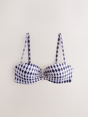Navy Blue Geometric Wired Bandeau Bikini Top - Image 7 of 10