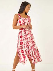 Roman Red Petite Button Front Midi Dress - Image 2 of 5