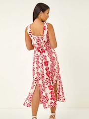 Roman Red Petite Button Front Midi Dress - Image 3 of 5