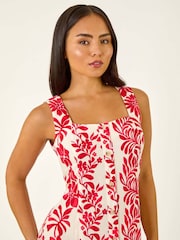 Roman Red Petite Button Front Midi Dress - Image 4 of 5