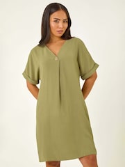 Verde - Vestido Roman Petite One com decote em V e botões - Imagem 1 de 5