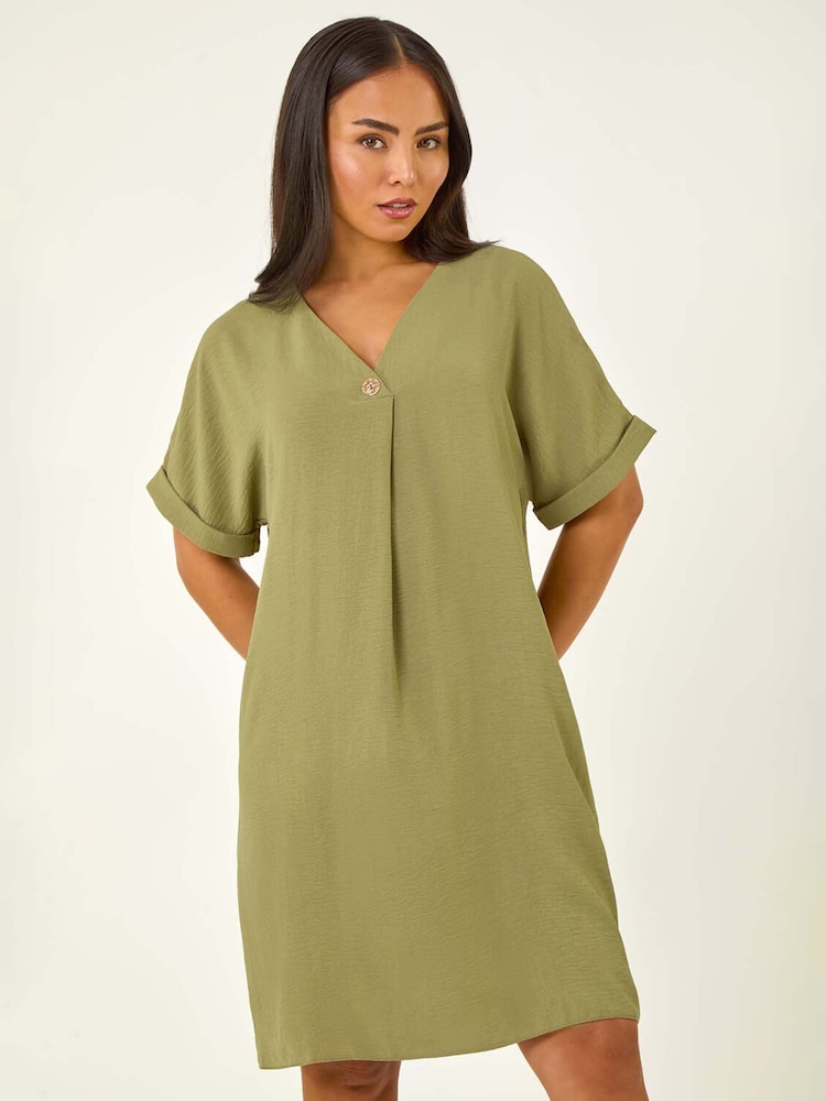Verde - Vestido Roman Petite One com decote em V e botões - Imagem 1 de 5