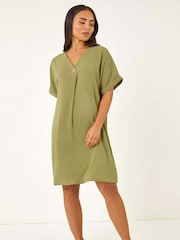 Verde - Vestido Roman Petite One com decote em V e botões - Imagem 2 de 5