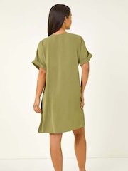 Verde - Vestido Roman Petite One com decote em V e botões - Imagem 3 de 5