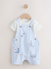 Dungi albastre nautice - Set salopetă și body Bebeluși (0ms-2yrs) - Imaginea 1 din 12