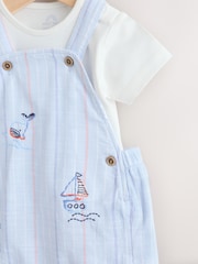 Dungi albastre nautice - Set salopetă și body Bebeluși (0ms-2yrs) - Imaginea 4 din 12