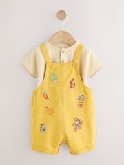 Yellow Fruit/Veg Print - Set salopetă și body Bebeluși (0ms-2yrs) - Imaginea 1 din 10