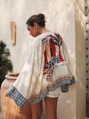 Marrakesh Border Print - Tie Front Lightweight Jacket - 8ичинен 1 сүрөт