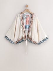 Marrakesh Border Print - Tie Front Lightweight Jacket - 8ичинен 6 сүрөт