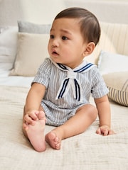 أزرق مقلم - ثياب أطفال منسوجة للبيبي (0 شهور - سنتان (3)) - Image 1 of 4