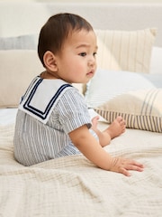 أزرق مقلم - ثياب أطفال منسوجة للبيبي (0 شهور - سنتان (3)) - Image 3 of 4