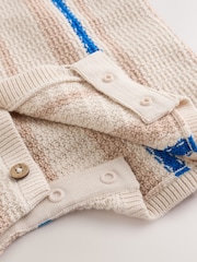 Blue/Neutral Stripe Knitted Baby Romper (0mths-3yrs) - Image 5 of 7