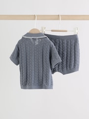 Blue Knitted Top and Shorts Baby Set (0mths-2yrs) - Image 2 of 14