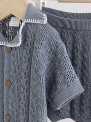 Blue Knitted Top and Shorts Baby Set (0mths-2yrs) - Image 7 of 14