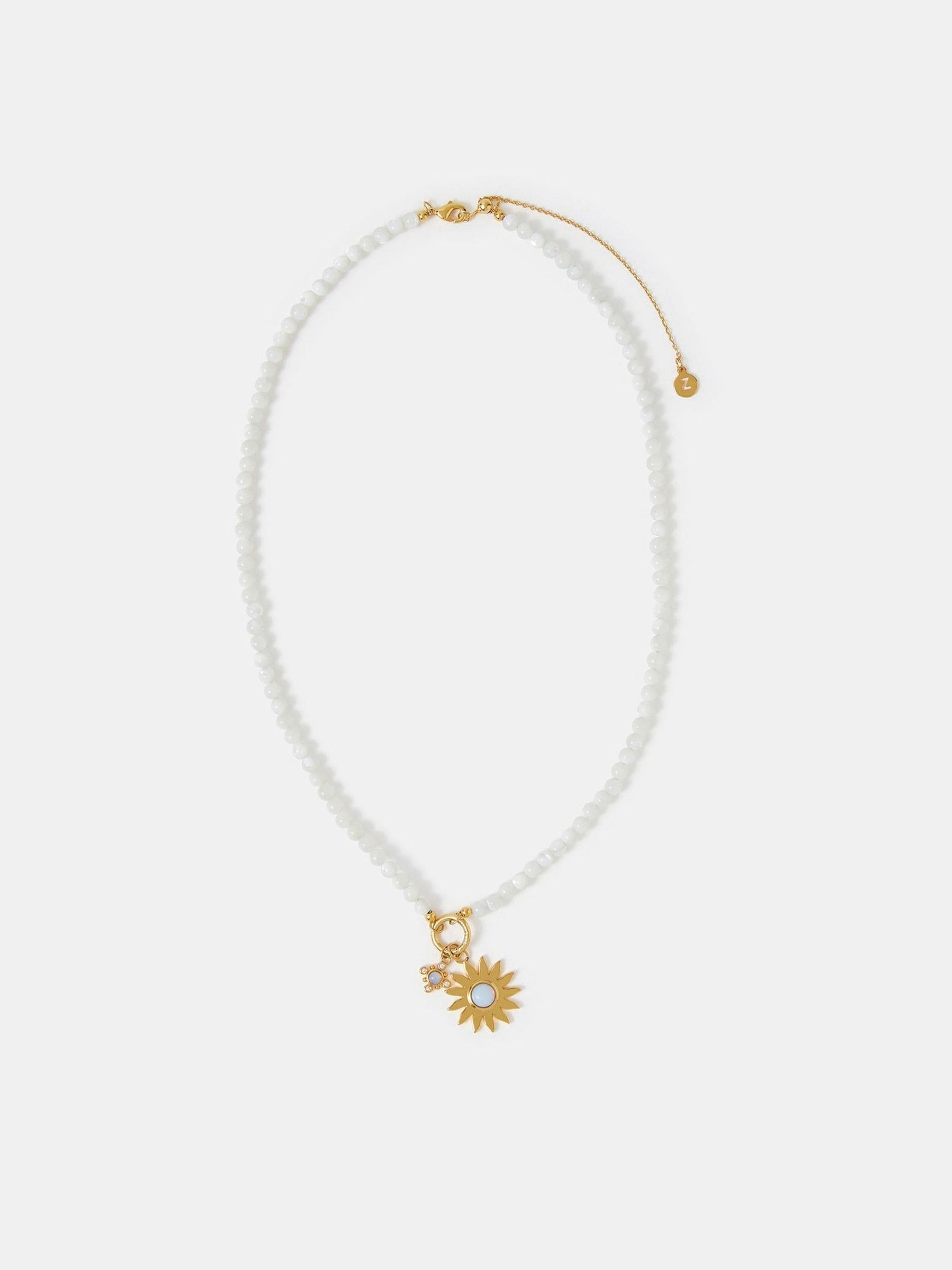 Accessorize Gold Tone 14ct Mother Of Pearl Sun Bead Necklace