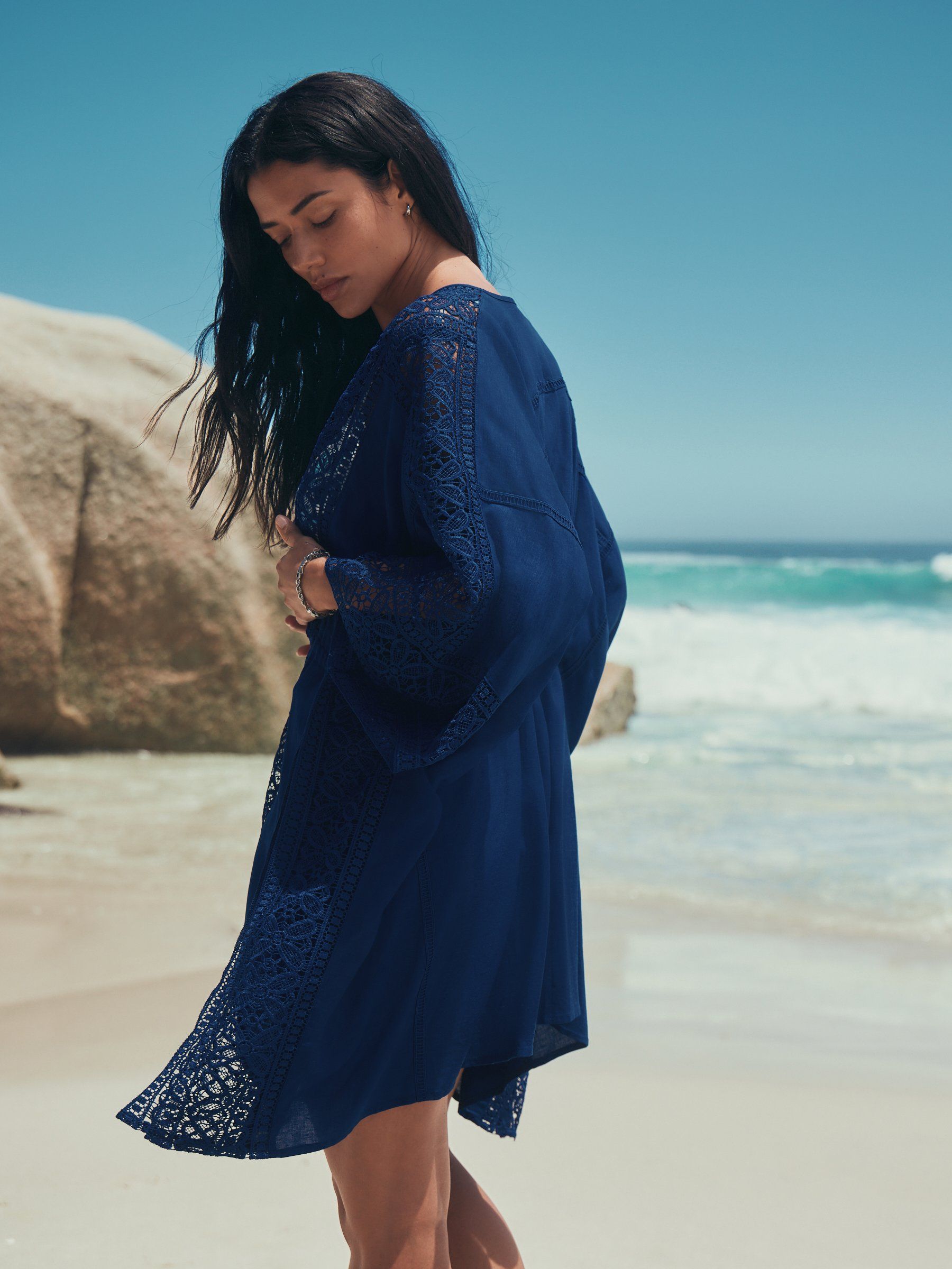 Comprar Azul royal - Saída de praia estilo caftan com amarração