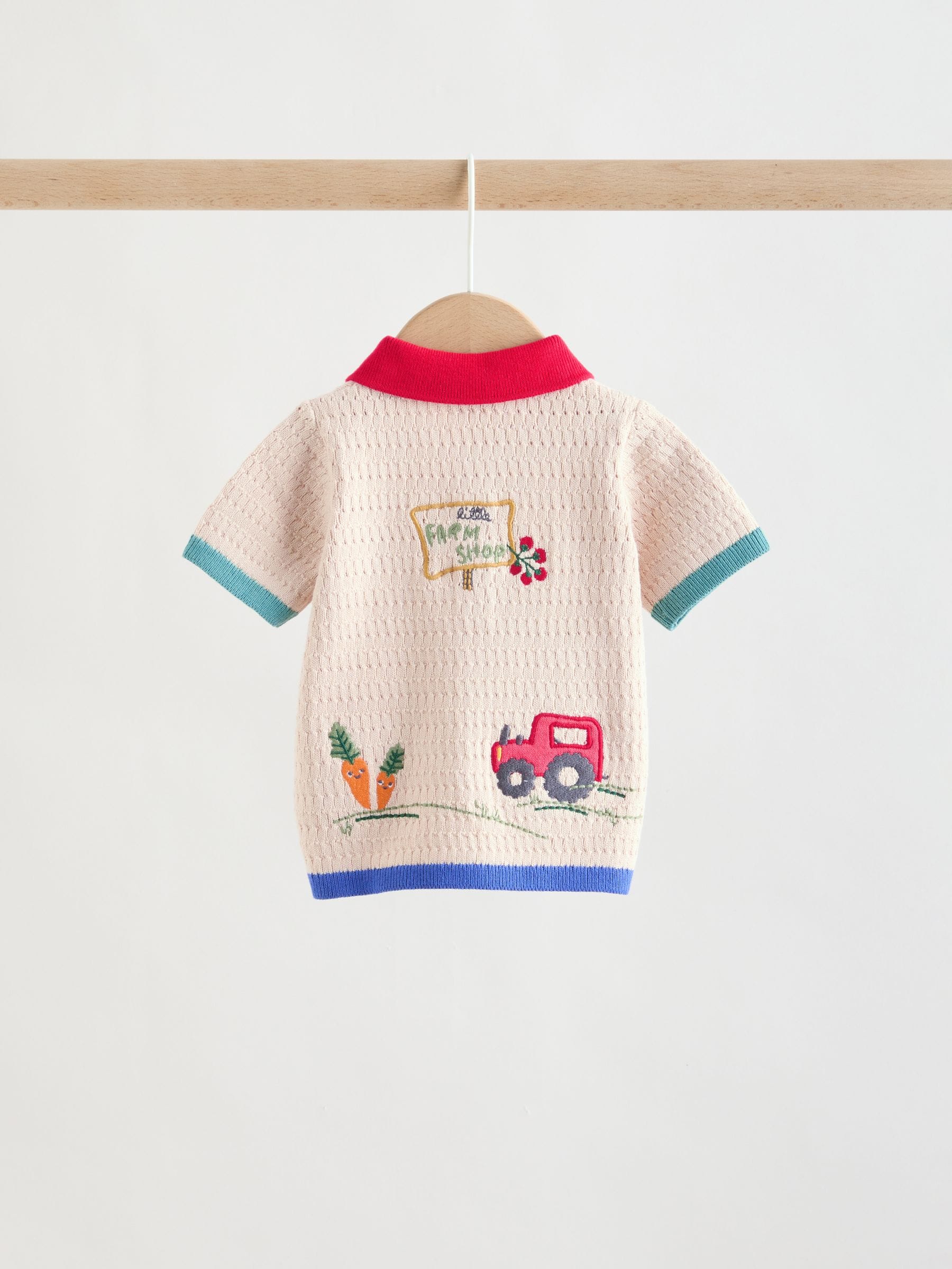 Buy Neutral/Bright Farm Knitted Top and Shorts Baby Set (0mths